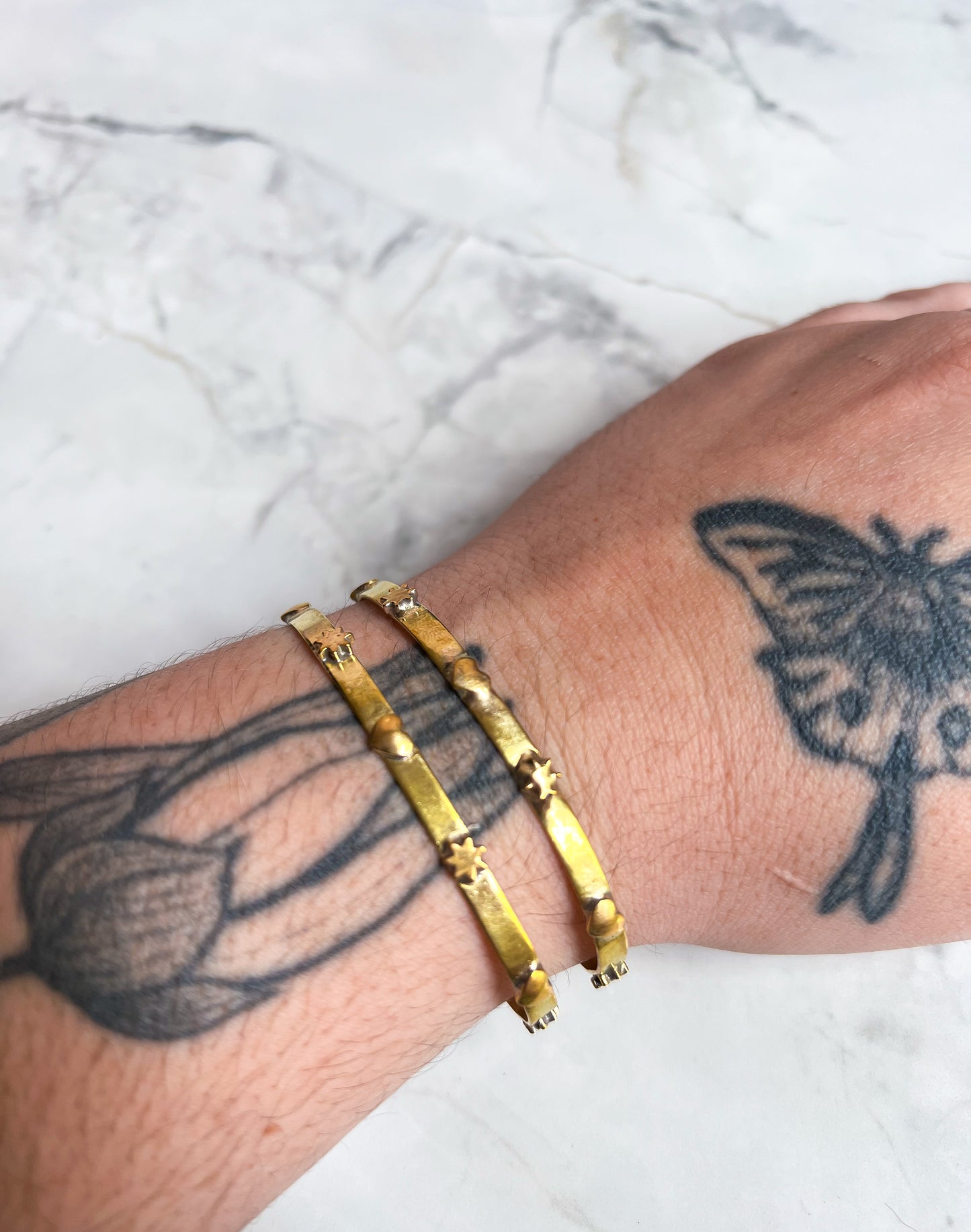 Brass Star and Heart Studded Bracelet