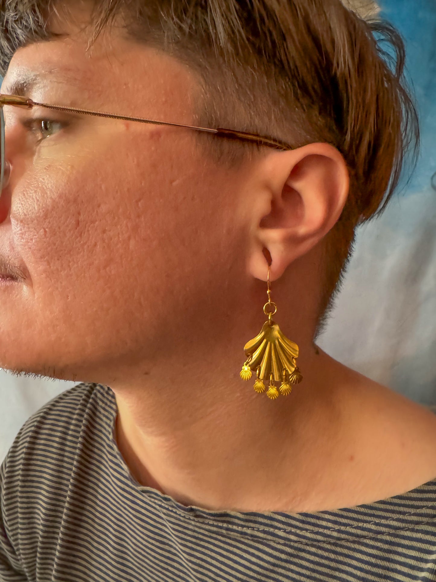 Brass Shell Fringed Shell Earrings