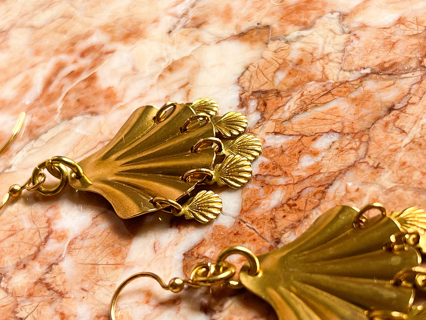 Brass Shell Fringed Shell Earrings