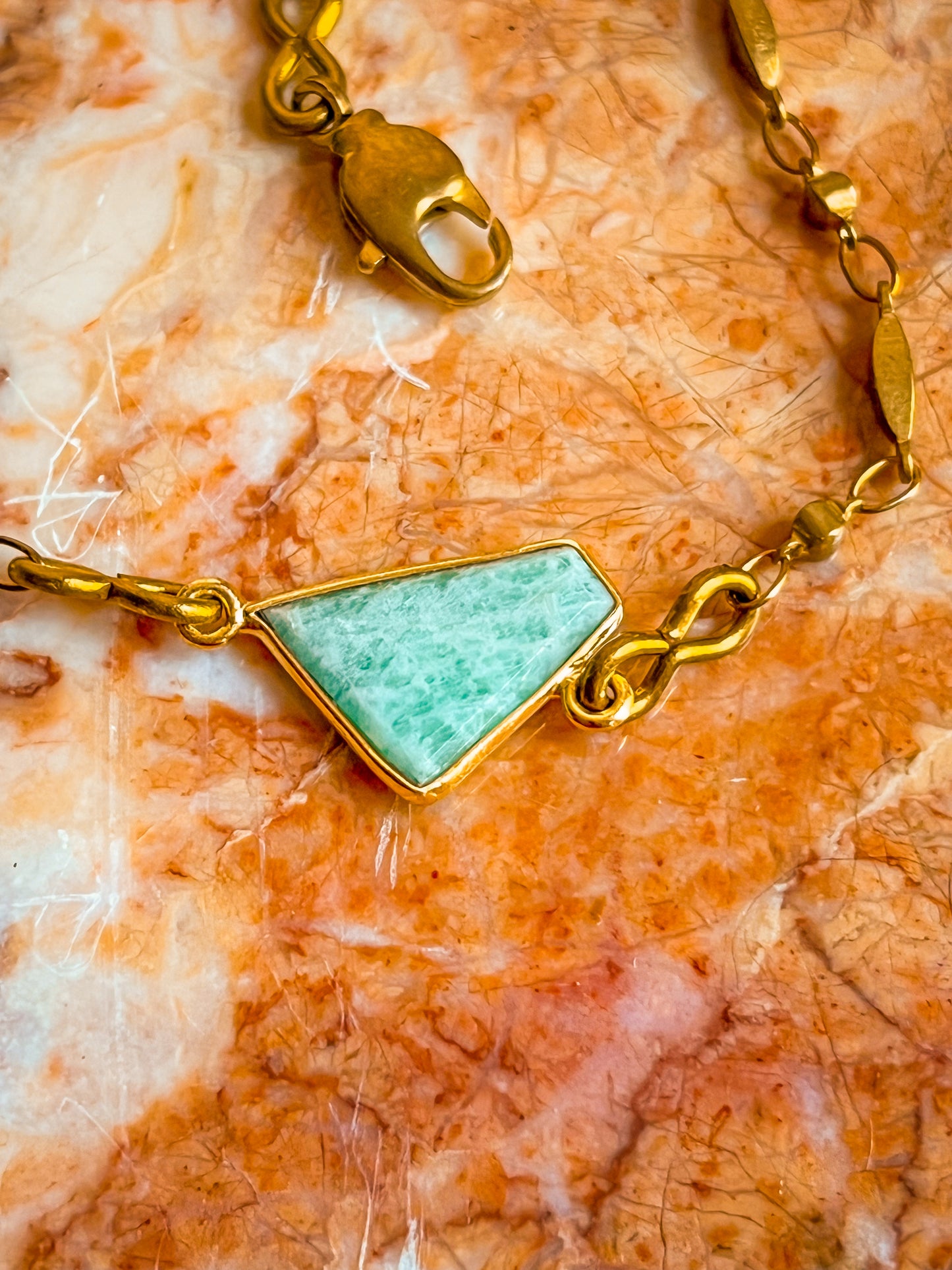 Vintage brass chain adjustable anklets with pearl or stone