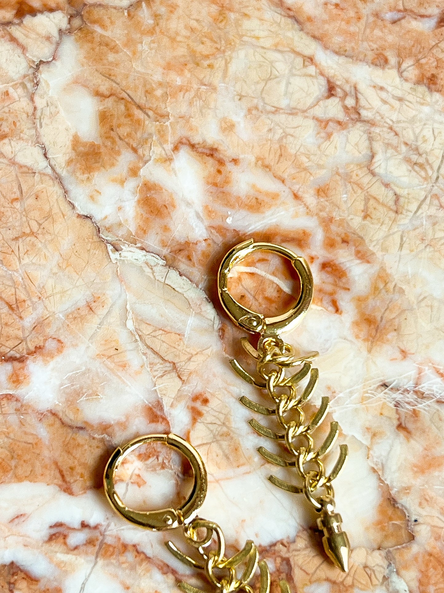 Brass Fishbone Fringe Mini Hoop Earrings with Spike