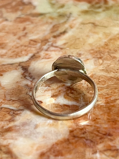 Sterling Silver Triangle Ring with Rainbow Moonstone