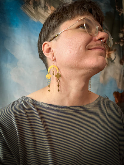 Brass Clover Stack Earrings