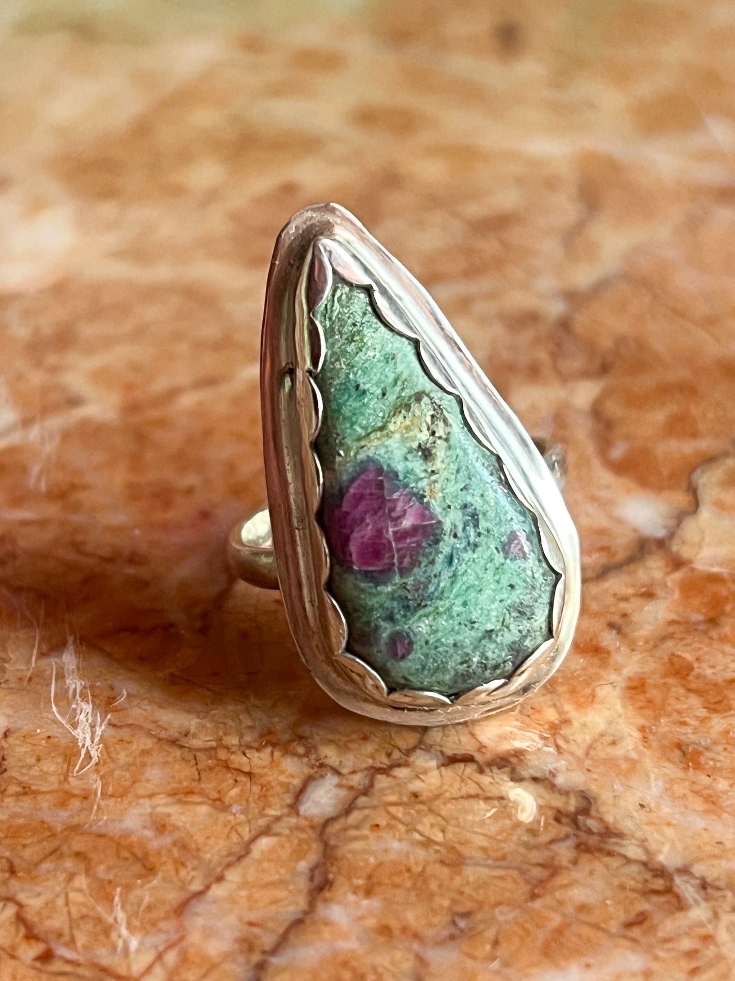 Sterling Silver Ring with Ruby Fuchsite
