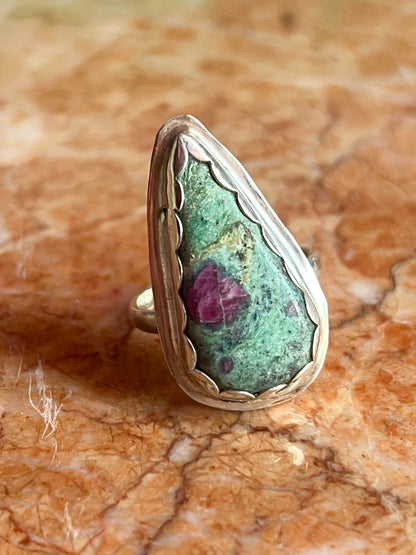 Sterling Silver Ring with Ruby Fuchsite