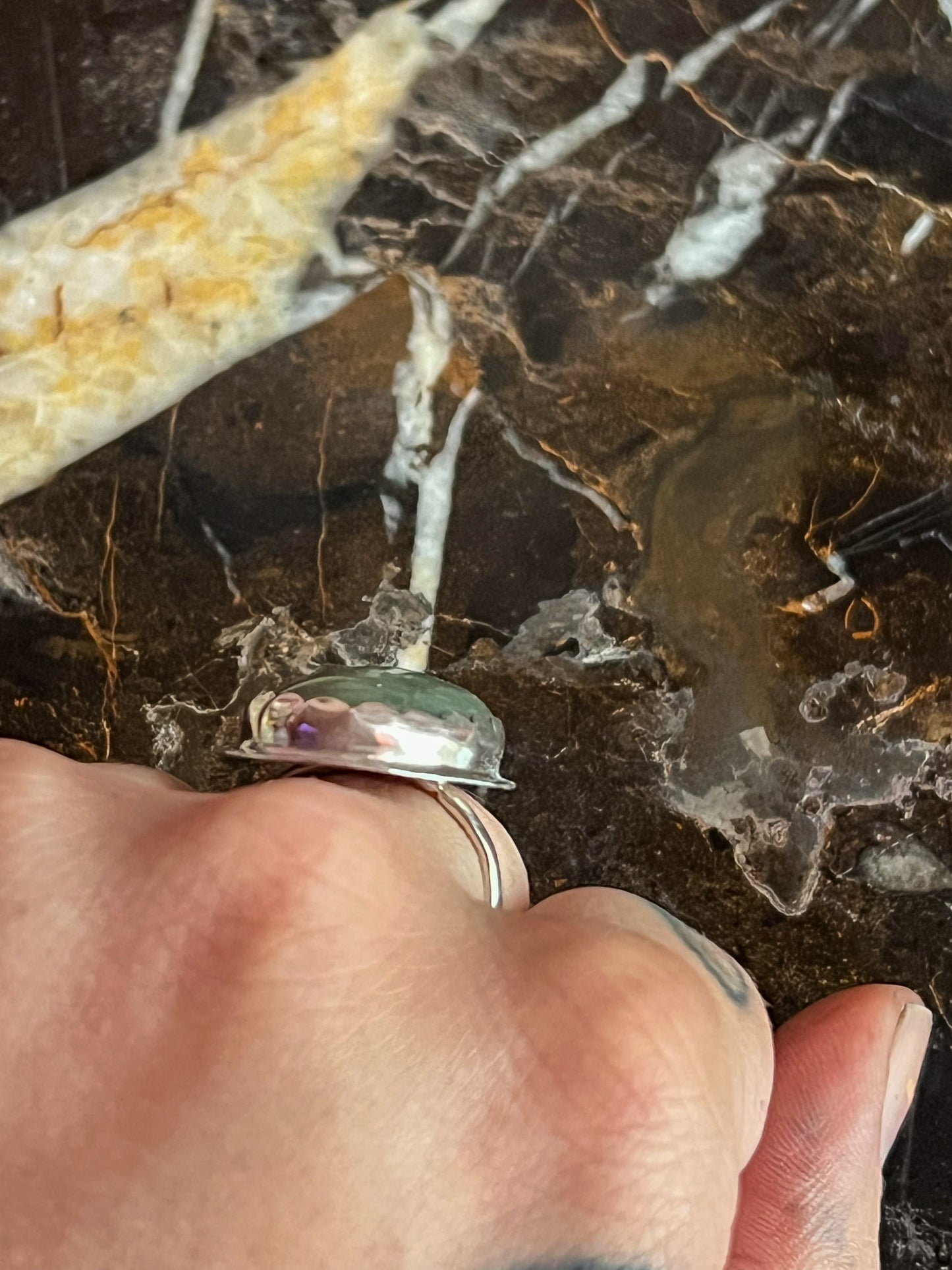 Sterling Silver Ring with Green Aventurine