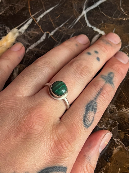 Sterling Silver Ring with Malachite