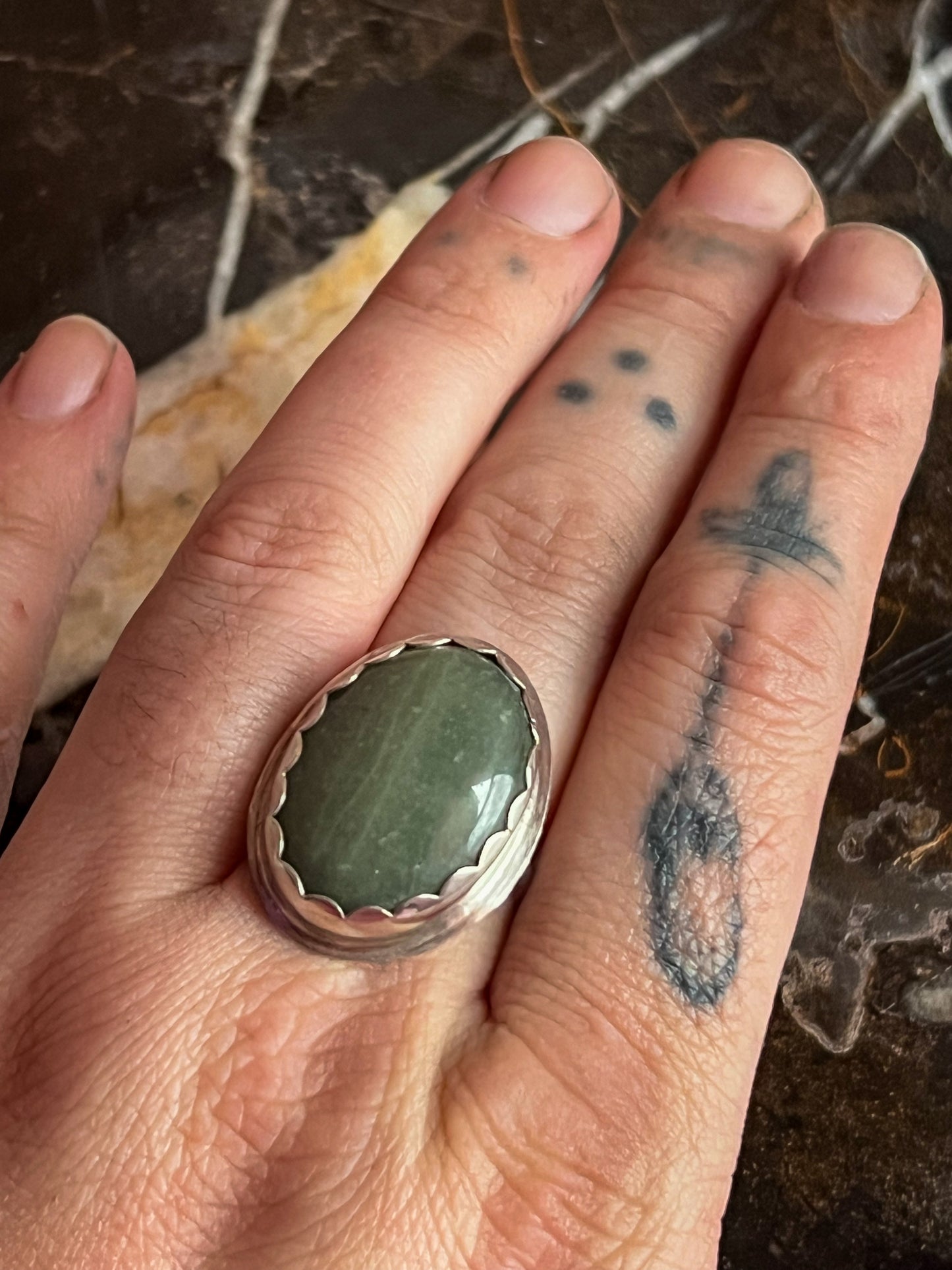 Sterling Silver Ring with Green Aventurine