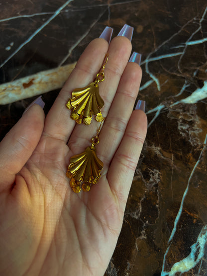 Brass Shell Fringed Shell Earrings
