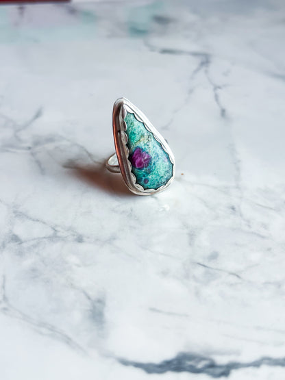Sterling Silver Ring with Ruby Fuchsite