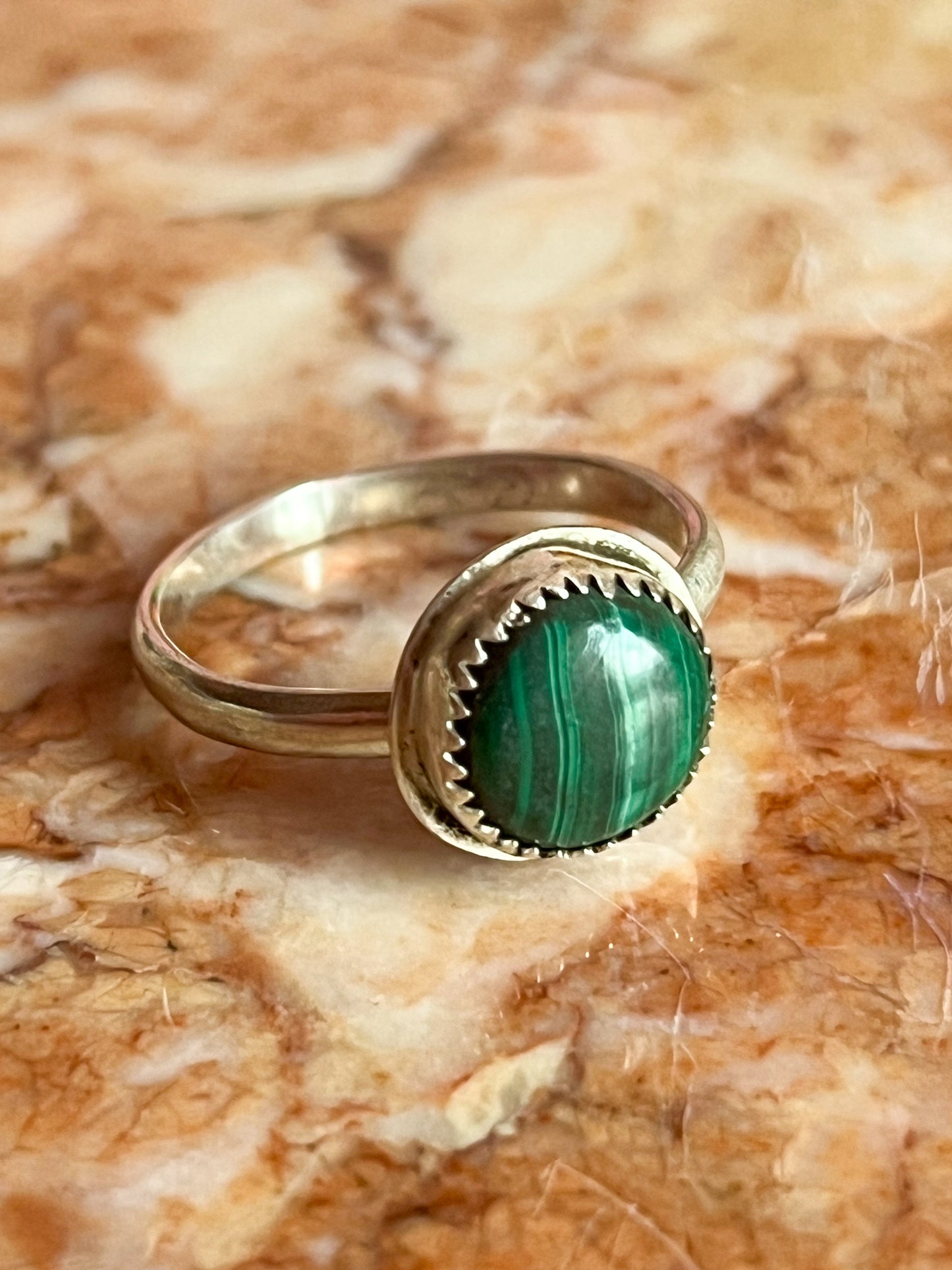 Sterling Silver Ring with Malachite