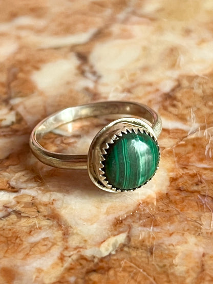 Sterling Silver Ring with Malachite