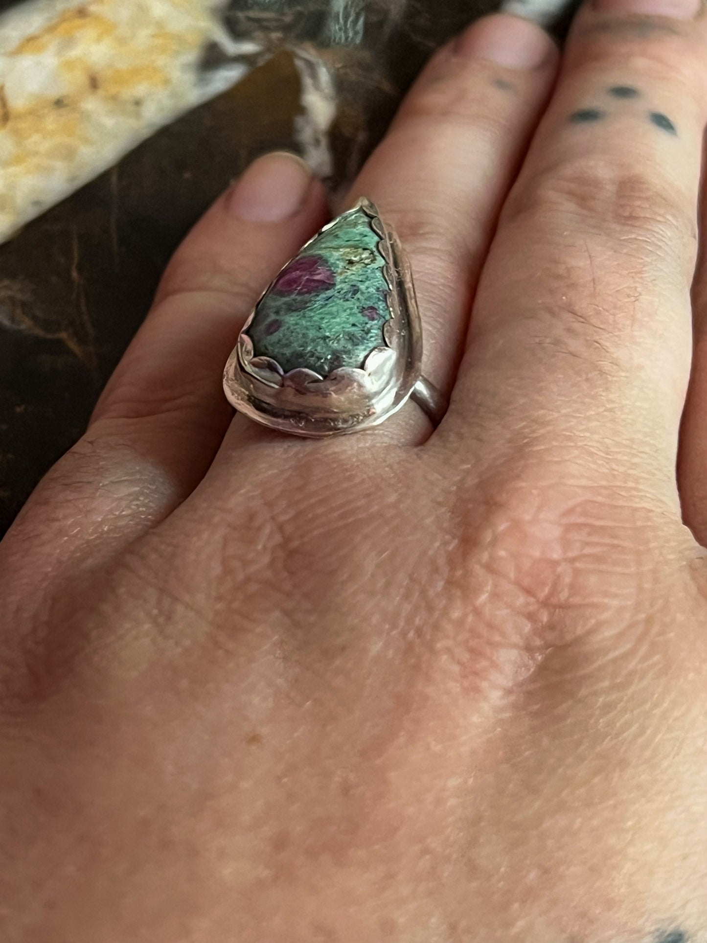 Sterling Silver Ring with Ruby Fuchsite