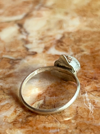 Sterling Silver Triangle Ring with Rainbow Moonstone