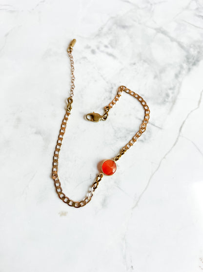 Vintage brass chain adjustable anklets with pearl or stone