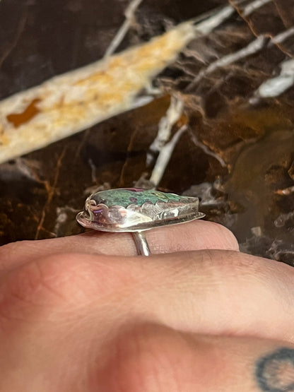 Sterling Silver Ring with Ruby Fuchsite