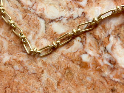Vintage Matte Finish Chain Necklace with Captive Peach and Cream Pearls
