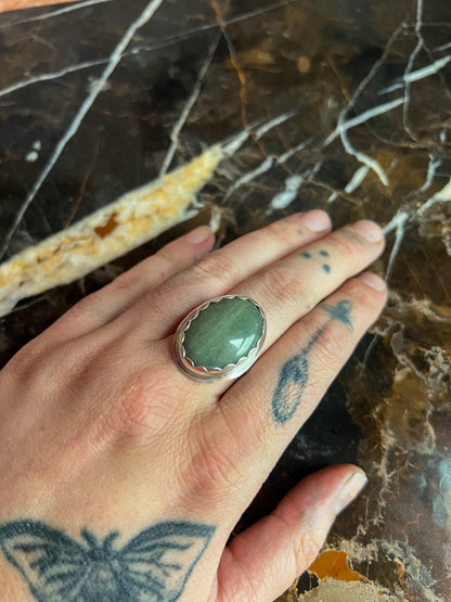 Sterling Silver Ring with Green Aventurine