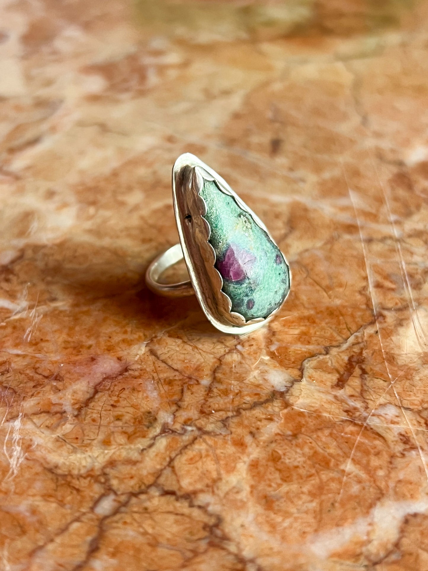 Sterling Silver Ring with Ruby Fuchsite