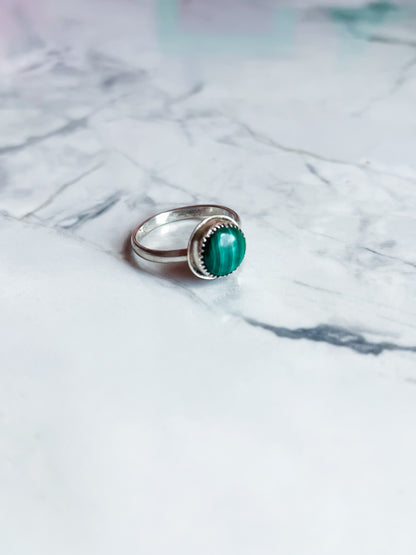 Sterling Silver Ring with Malachite
