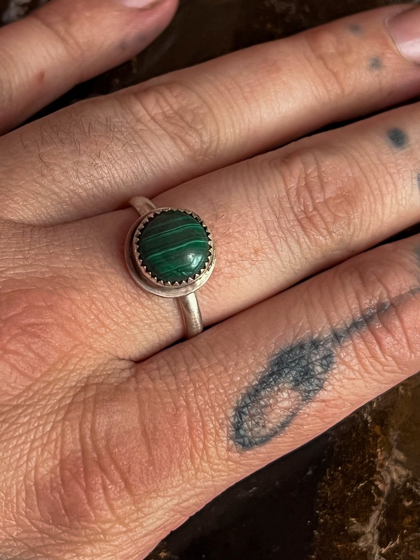 Sterling Silver Ring with Malachite